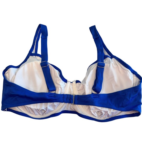 Aqua Eve Royal Blue Ribbed Underwire Bikini Top XXL Adjustable Straps New - Picture 4 of 7
